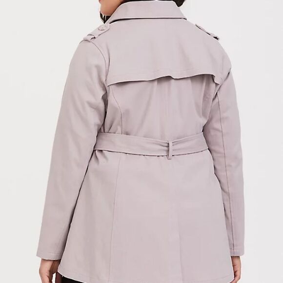 Torrid Size 0x Large 12 Gray Twill Trench Coat with Belt NWT MSRP $79.50 - Picture 5 of 11